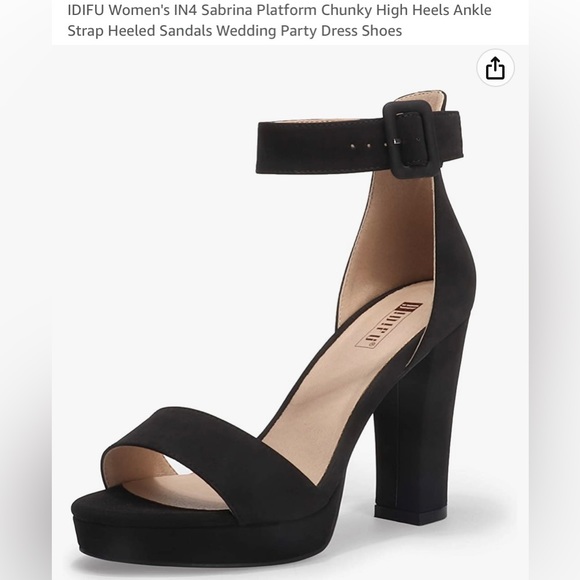 Black Platform Chunky Heels - Picture 7 of 14